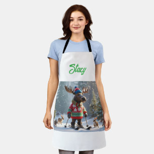 Merry Moose and Friends Christmas Personalized     Apron