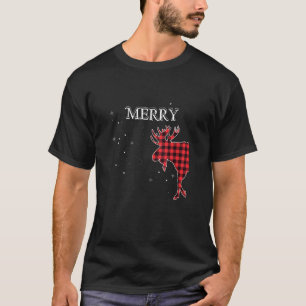 Merry Moose Buffalo Red Plaid Funny Couples Christ T-Shirt