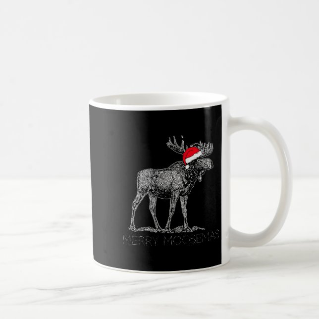 Merry Moosemas Christmas Moose With Santa Hat  Coffee Mug (Right)
