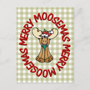 merry moosemas moose holiday postcard