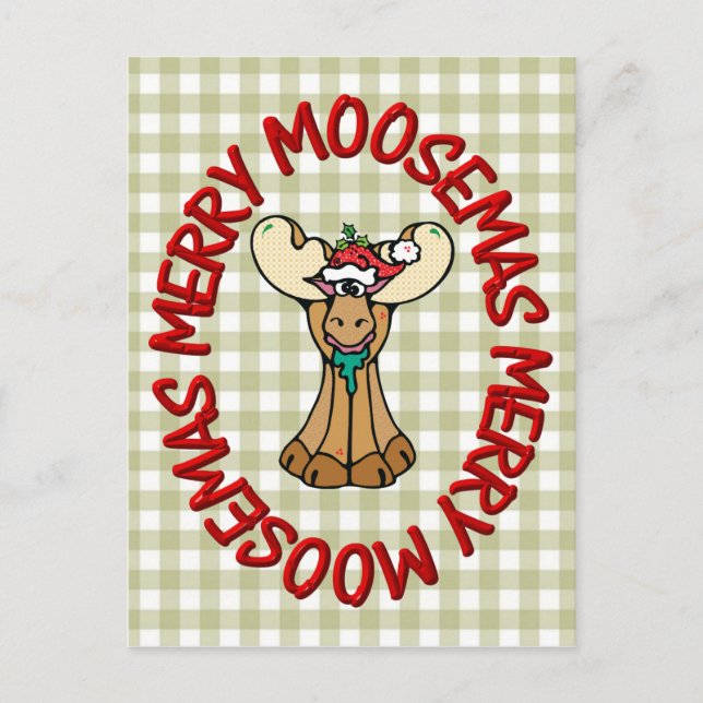 merry moosemas moose holiday postcard (Front)