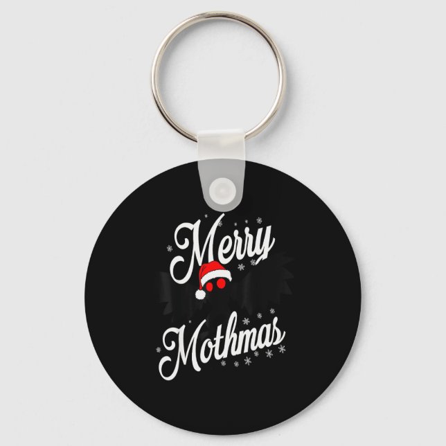 Merry Mothmas Santa Mothman Cute Mothman Christmas Keychain (Front)