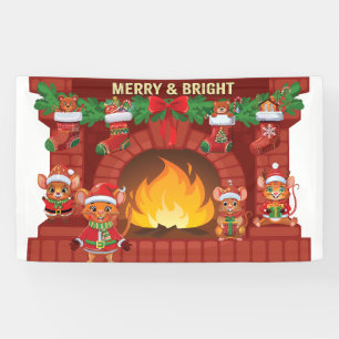 Merry Mouse Christmas Fireplace Banner