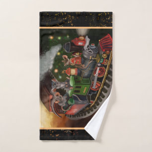 Merry Mouse Holiday Train Bath Towel Set