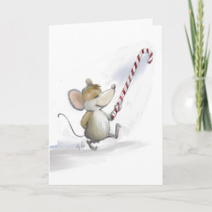 Merry Mouse Moe Holiday Greeting Card
