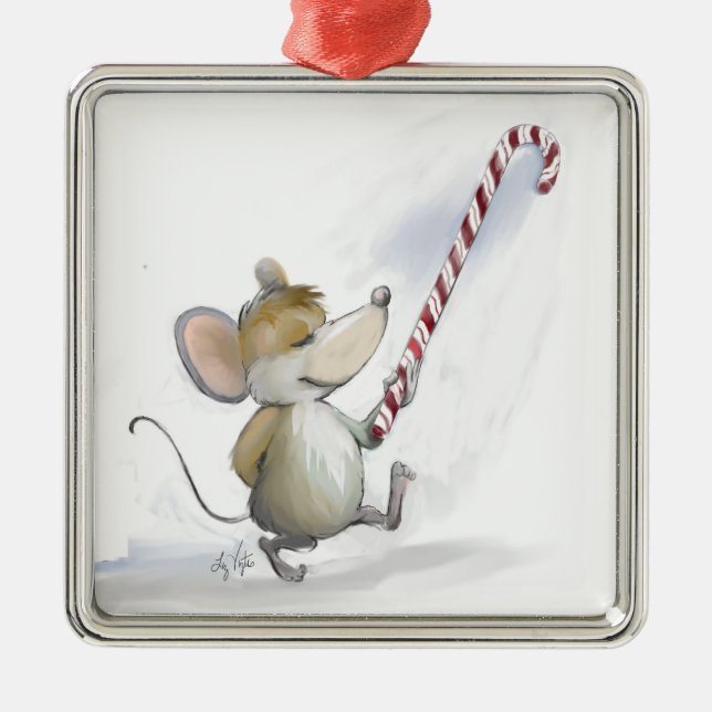 Merry Mouse Moe Square Ornament (Front)