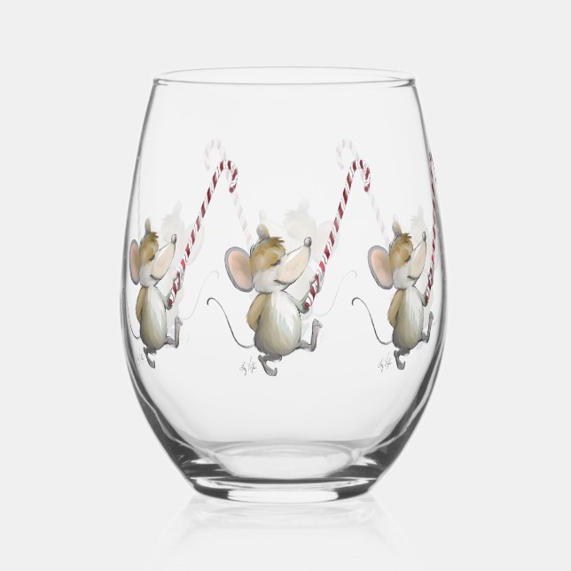 Merry Mouse Moe Stemless Wine Glass (Front)