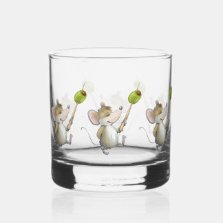 Merry Mouse Moe with Olive Whiskey Glass