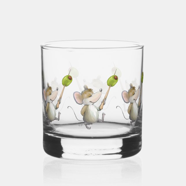 Merry Mouse Moe with Olive Whiskey Glass (Front)
