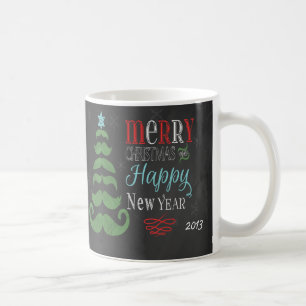 Merry Moustache Chalkboard Christmas Mug