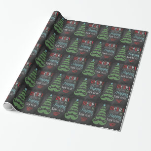 Merry Moustache Chalkboard Christmas Wrapping Paper