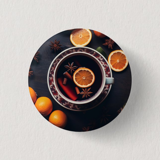 Merry & Mulled | Cozy Holiday Drink 1 Inch Round Button (Front)