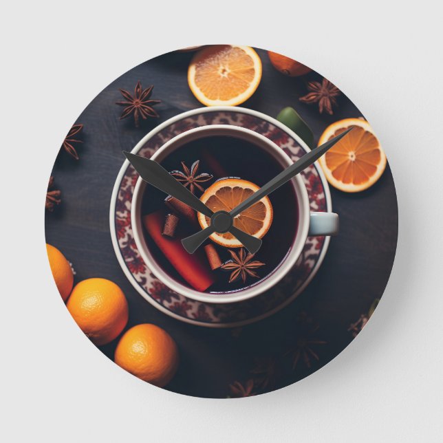 Merry & Mulled | Cozy Holiday Drink Round Clock (Front)