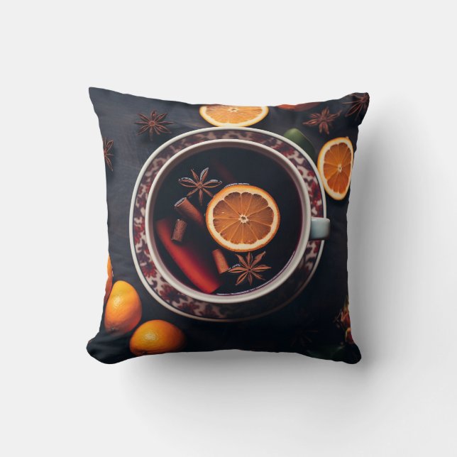 Merry & Mulled | Cozy Holiday Drink Throw Pillow (Front)