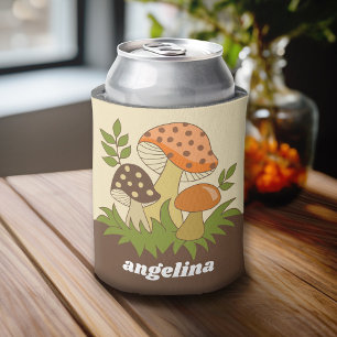 Merry Mushroom with Custom Name Can Cooler