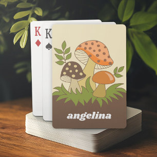Merry Mushroom with Custom Name Playing Cards