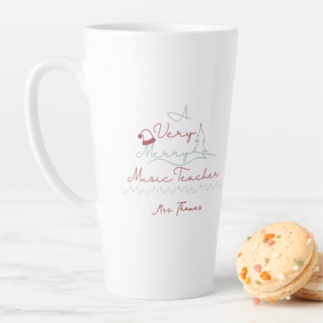 Merry Music Teacher Personalized Christmas Latte Mug (In Situ)