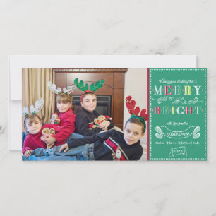 Merry n Bright Holidays Modern Photo Christmas Holiday Card