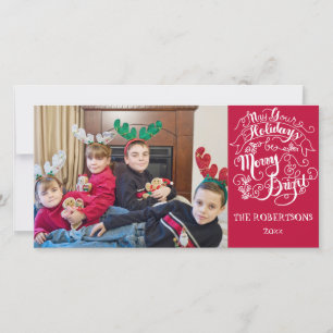 Merry n Bright Holidays Modern Photo Christmas Holiday Card