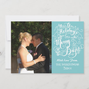 Merry n Bright Holidays Modern Photo Christmas Holiday Card