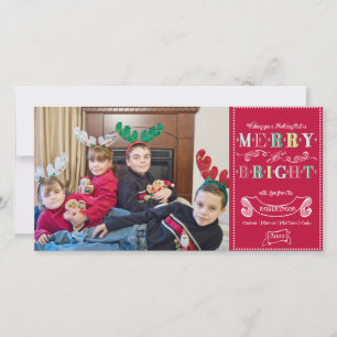 Merry n Bright Holidays Modern Photo Christmas Holiday Card