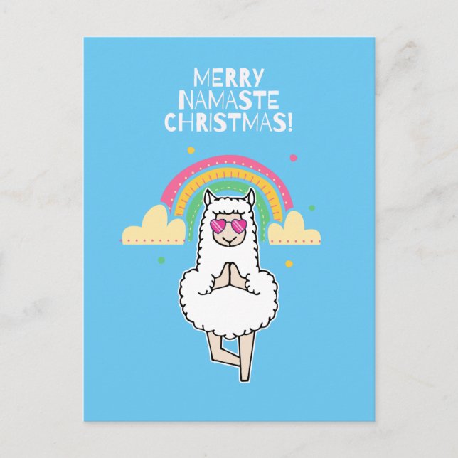Merry Namaste Christmas Aqua Postcard (Front)