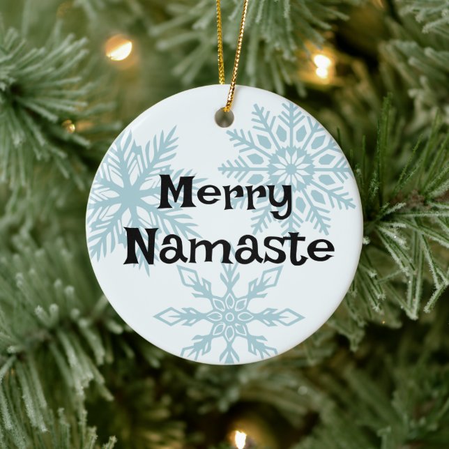 Merry Namaste Christmas Ceramic Ornament (Tree)