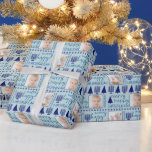 Merry Navy Interfaith Cute Chrismukkah Photo Wrapping Paper<br><div class="desc">Add your pictures to this cute holiday Merry Happy Chrismukkah photo wrapping paper in a festive pattern of dark navy blue Menorahs and Christmas trees on a pastel blue background for truly personalized gift wrap. This adorable custom gift wrap is perfect for blended interfaith families who celebrate both Hanukkah and...</div>