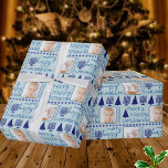 Merry Navy Interfaith Cute Chrismukkah Photo Wrapping Paper<br><div class="desc">Add your pictures to this cute holiday Merry Happy Chrismukkah photo wrapping paper in a festive pattern of dark navy blue Menorahs and Christmas trees on a pastel blue background for truly personalized gift wrap. This adorable custom gift wrap is perfect for blended interfaith families who celebrate both Hanukkah and...</div>