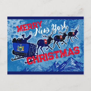 Merry New York flag Christmas postcard