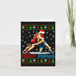 Merry Nmas Ugly Christmas Santa Claus Wrestling Bo Card