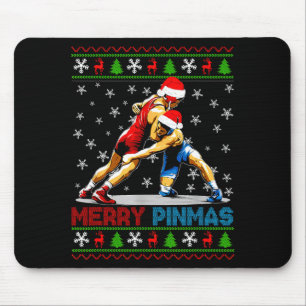 Merry Nmas Ugly Christmas Santa Claus Wrestling Bo Mouse Pad