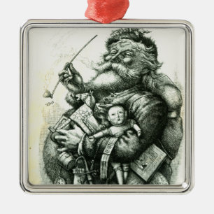 Merry Old Santa Claus Metal Ornament