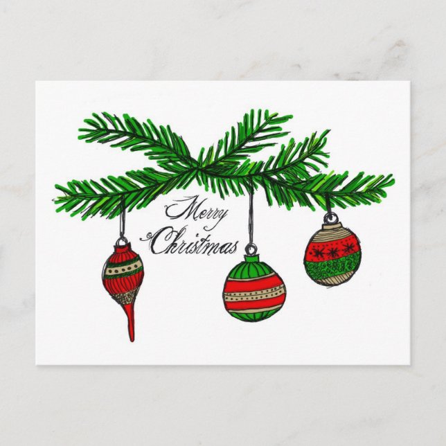 Merry Ornaments Holiday Postcard (Front)
