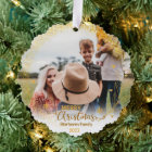merry ornaments photo family name and year gold