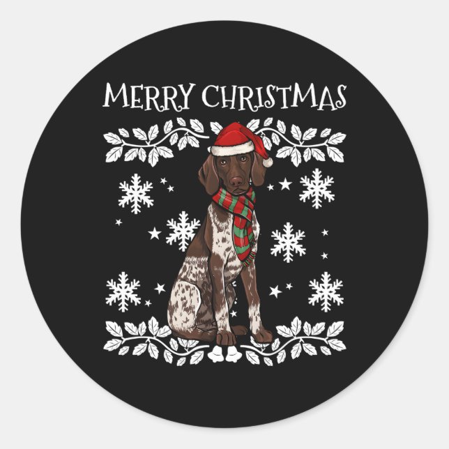 Merry Ornat Ger Shorthaired Pointer Classic Round Sticker (Front)