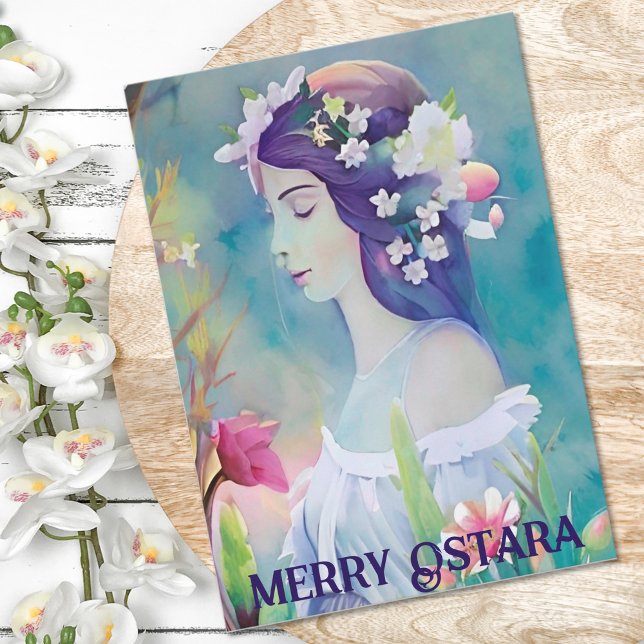 Merry Ostara Goddess Eostre Spring Equinox Pagan Holiday Card (Creator Uploaded)
