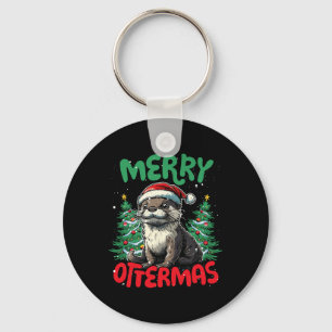 Merry Ottermas Funny Christmas Duck Lover  Keychain