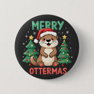 Merry Ottermas Funny Otter Animal Christmas Lovers 2 Inch Round Button