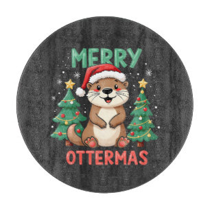 Merry Ottermas Funny Otter Animal Christmas Lovers Cutting Board