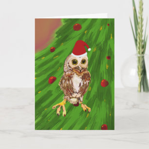 Merry Owl Christmas Holiday Card