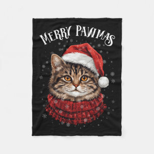 Merry Pawmas Funny Santa Cat Christmas For Kitten  Fleece Blanket