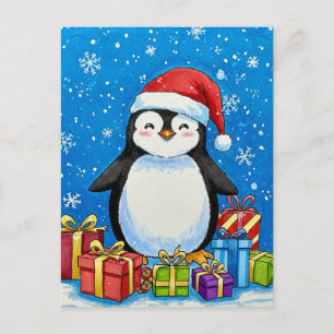 Merry Penguin Christmas Postcard