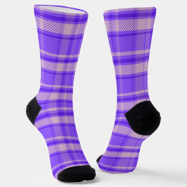 Merry Peri Plaid, Purple Tartan Socks (Angled)