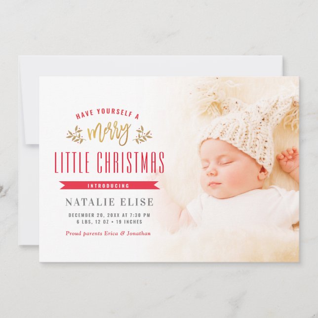 MERRY PETIT NOËL | faire-part de naissance (Devant)