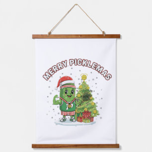 Merry Picklemas Funny Pickleball Champion Hanging Tapestry
