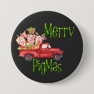 Merry Pigmas Christmas Colourful Pig Lovers Gifts 3 Inch Round Button