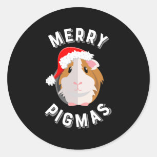 Merry Pigmas Cute and Funny Guinea Pig Christmas Classic Round Sticker