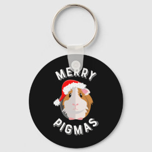 Merry Pigmas Cute and Funny Guinea Pig Christmas Keychain