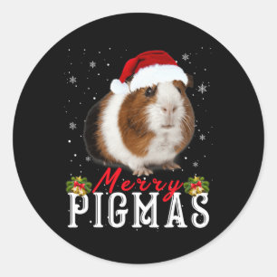 Merry Pigmas Face Mask Fun Guinea Pig Christmas Sa Classic Round Sticker